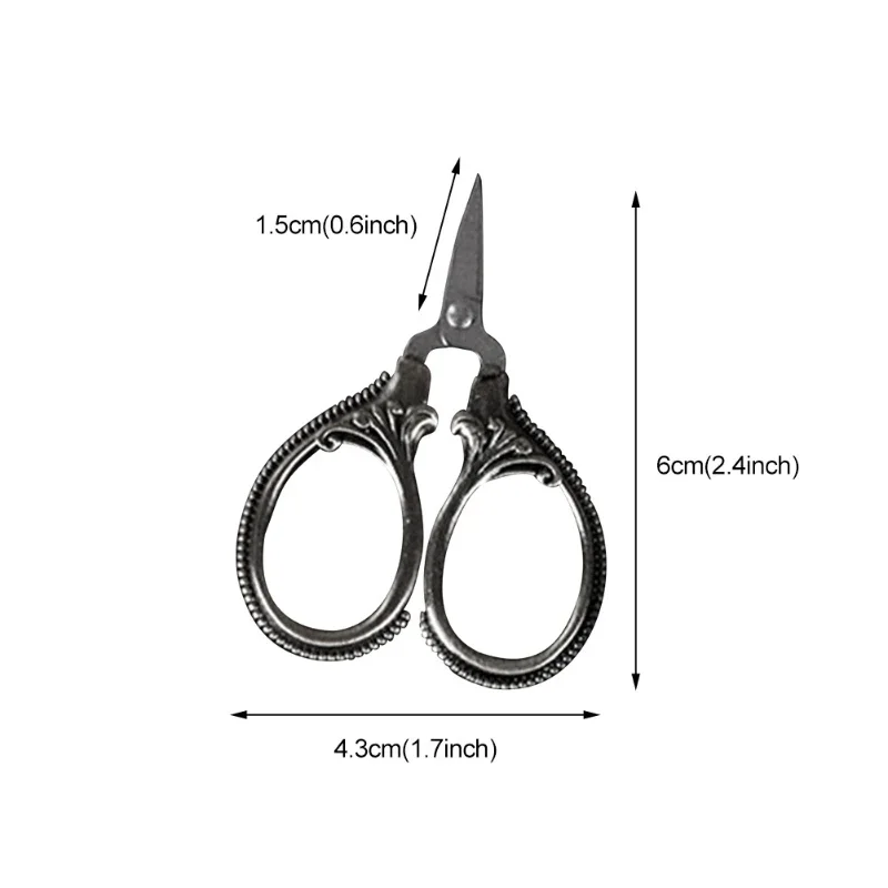 6cm 미니 레트로 포켓 가위 골동품 스레드 커터 빈티지 자수 크로스 스티치 바느질 스테인레스 스틸