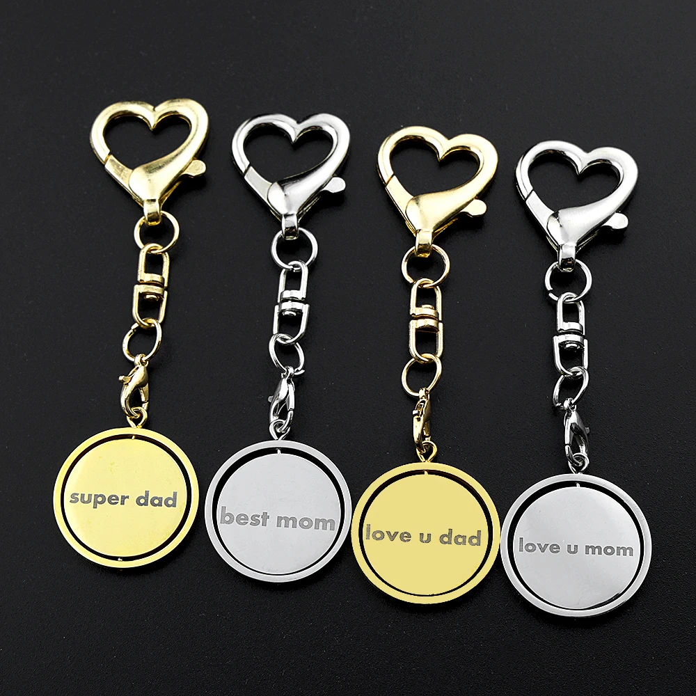 Personalisiertes Geschenk für Mama Papa Herzschloss-Schlüsselanhänger Edelstahl DIY Muttertag LOVE Bedeutungsvoller Taschenanhänger Gravierte Namen Schmuck