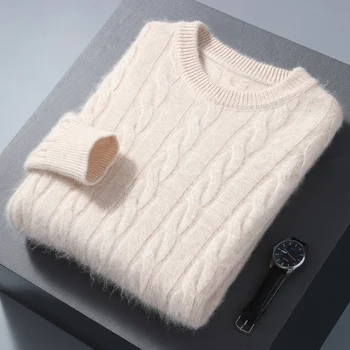 Maglione invernale da uomo nuovo maglione di visone maglione di cashmere pullover girocollo intrecciato biancheria intima casual di grandi dimensioni top caldo lavorato a maglia 1