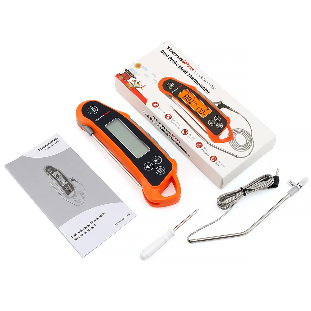 ThermoPro TP710 Hintergrundbeleuchtung 2-in-1 klappbare kabelgebundene Sonde Digitales wasserdichtes Ofen-BBQ-Fleischthermometer zum Kochen in der Küche – Detail 8