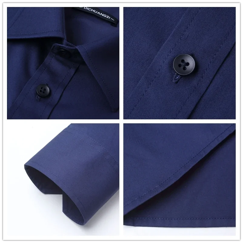 Long Sleeve Shirt Men Casual Shirt Men Dress Shirt Fashion Long Sleeve Business Social Shirt Male Solid Color Button Down Collar Plus Size Work White Black