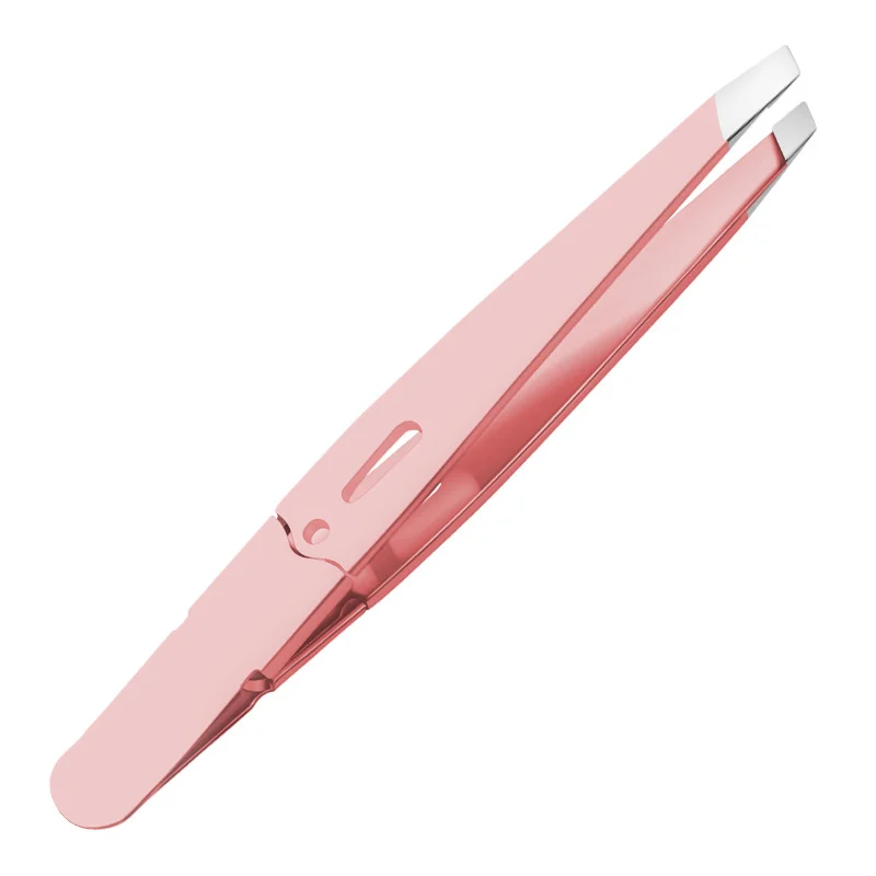 Colorful Stainless Steel Slanted Eyebrow Tweezers for Precision Hair Removal
