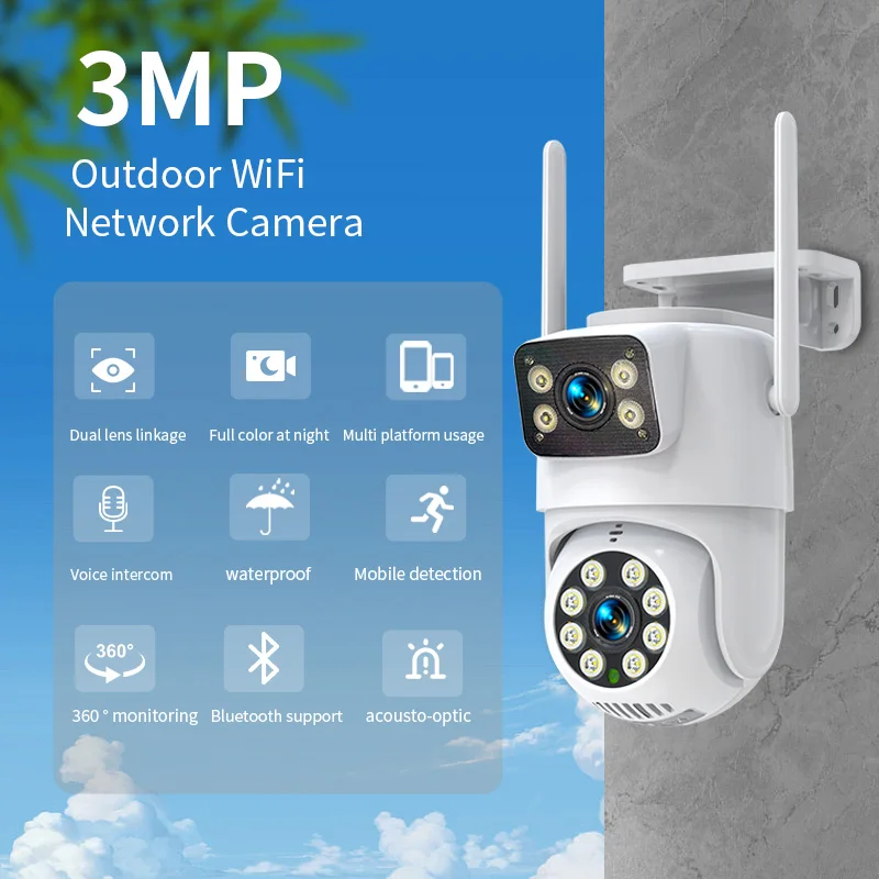 

3MP 1296P iCsee APP Full Color Dual Lens WIFI IP Camera AI Humanoid Detection Home Security CCTV Intercom Baby Monitor