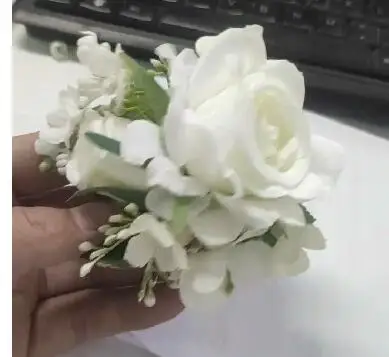 Fiori da Polso, Corsage da Polso, 2 Pezzi Corpetto da Polso in Avorio Damigella d'Onore Sorelle Fiore Fatto a Mano Seta Artificiale Rosa Bracciale Fiori for Decorazioni for Feste Da Ballo di