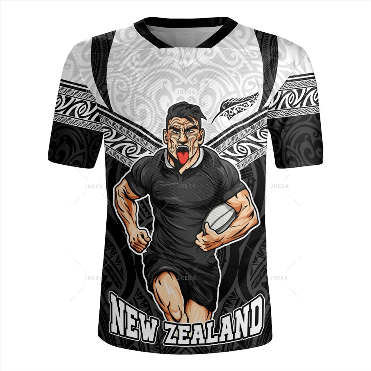 thumbnail image 1 of Camiseta de rugby de Nueva Zelanda con estampado 3D de la bandera de Silver Fern, camisetas de cuello en V, camisetas de Nueva Zelanda con cuello en V, camisetas geniales de manga corta para hombre, 1 of 5