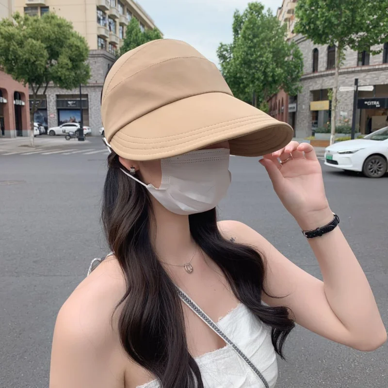 Outdoor Sunblock Hat UV Protective Hat Fisherman's Adjustable Portable Foldable Half-empty Top Mask Hook Buckle