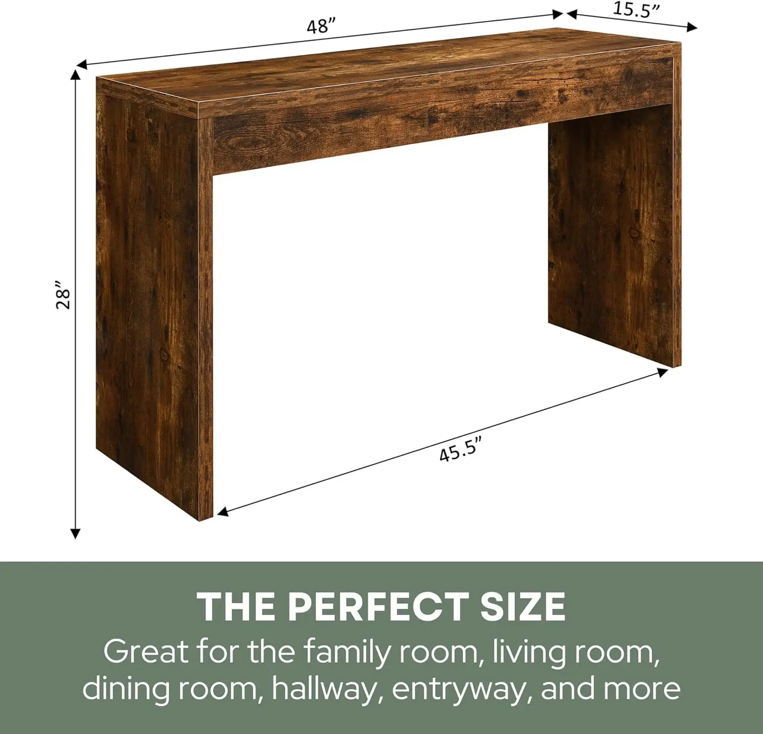 Northfield Console Table 48" - Modern Living Room Sofa Table, Contemporary Entryway Hall Table, Foyer Display Table, Barnwood