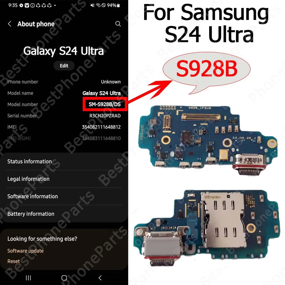 Enhanced Charging Port Board with USB Connector Flex Cable for Samsung Galaxy S24 Series