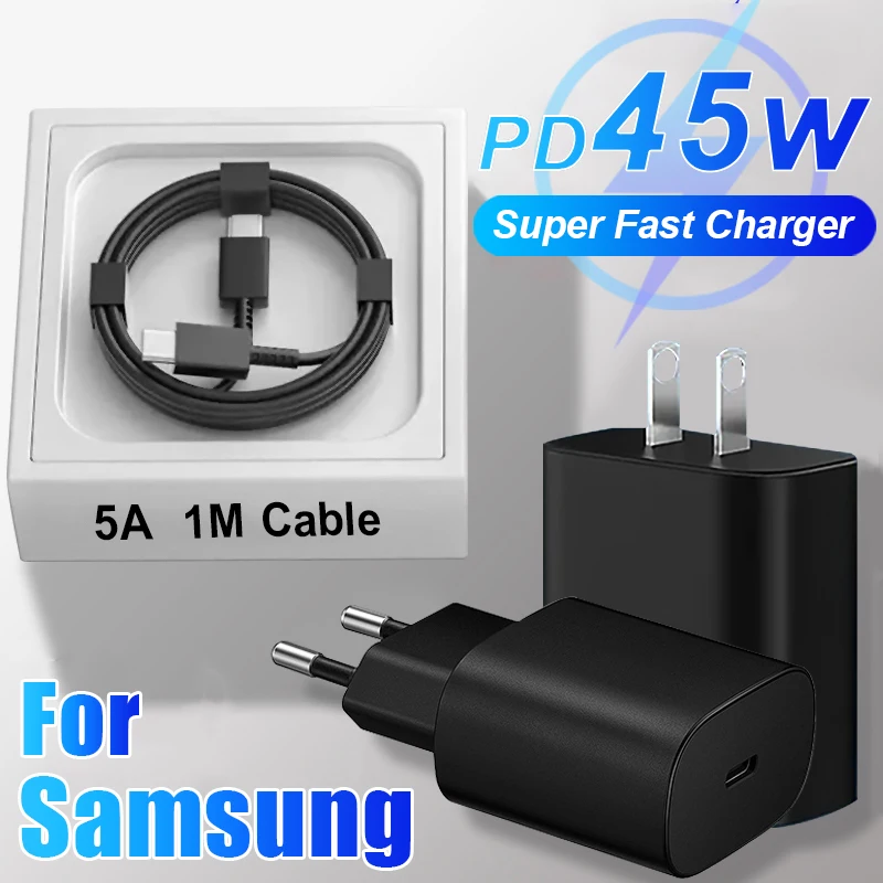 Caricabatterie Super Veloce Pd 45W Per Samsung Galaxy Z Flop5 Flip4 S23 S22 Ultra S21 S20 Note 10 20 Plus A34 A54 5G Usb C Ricarica Rapida