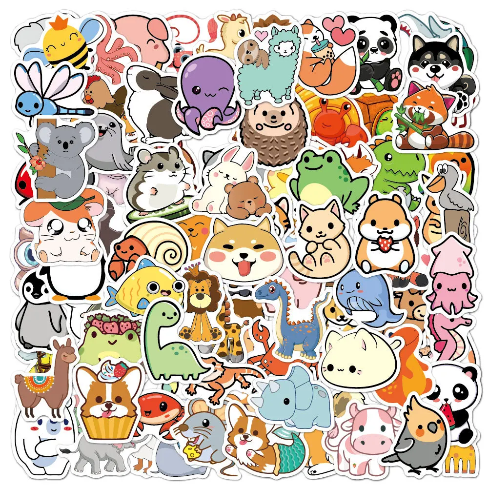 Cute Animal Stickers, Water Bottle Stickers Phone Skateboard Laptop Stickers, Kids Kawaii Waterproof Vinyl Aesthetic Stickers