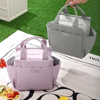 Women Insulated Lunch Bag Oversized Opening Handbag Leak Proof Refrigerated Bag with Side Pockets Suitable for Picnicking 2