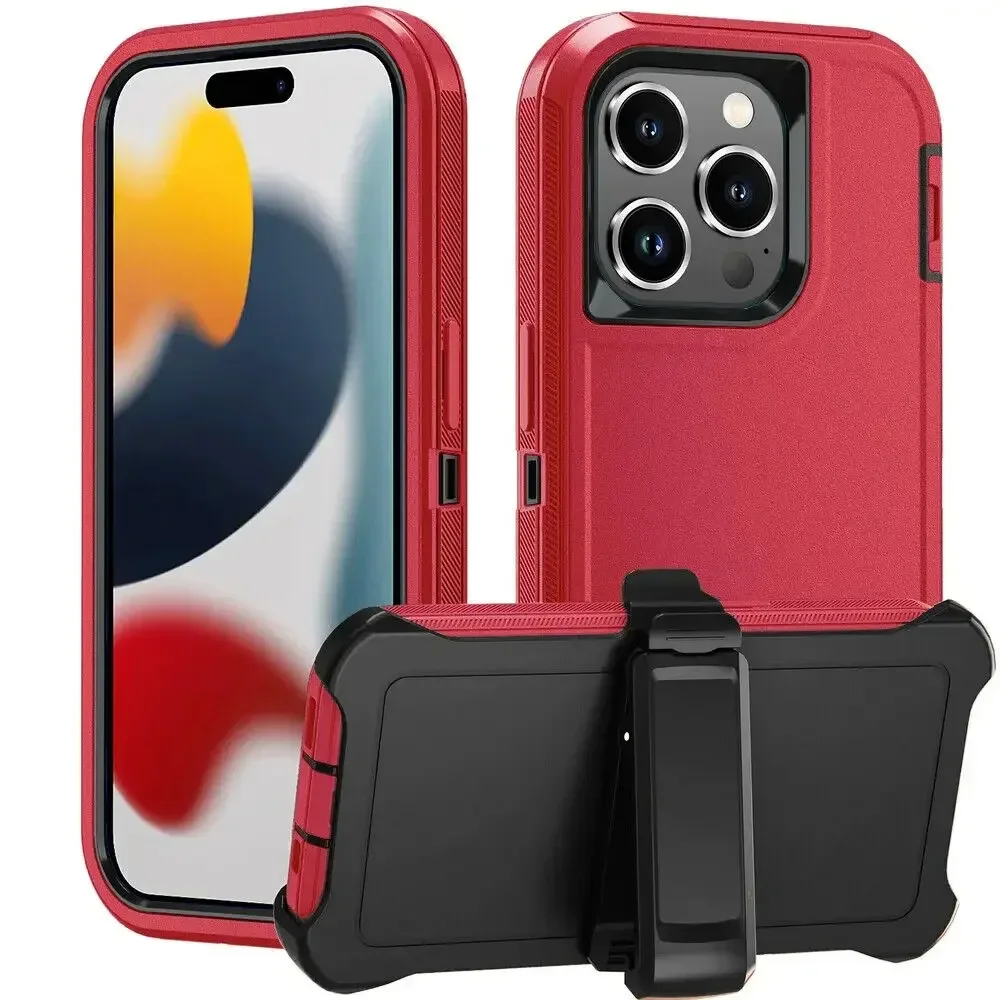 Heavy Duty 3-in-1 Defender Armor Phone Case with Back Belt Clip