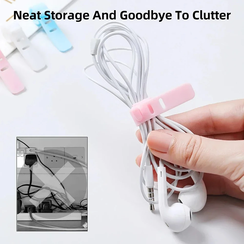 1/5/10PCS Reusable Cable Organizer Earphone Clip Charger Cord Management 3 Hole Line Storge Holder Line Bobbin Winder Straps