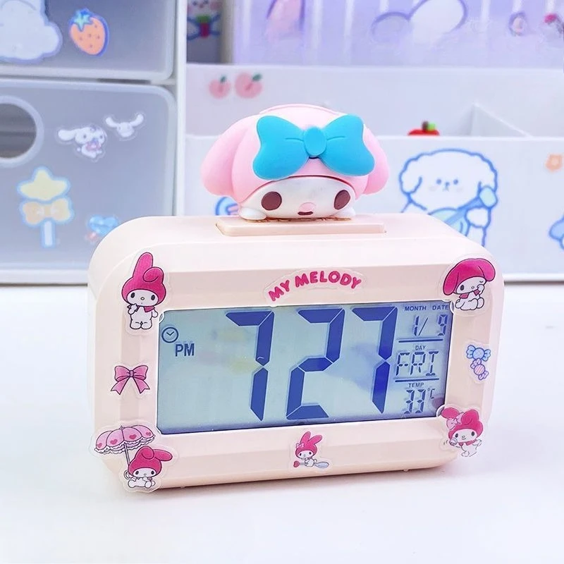 My Melody Clock Kuromi Cartoon Cute Figure Mini Night Light