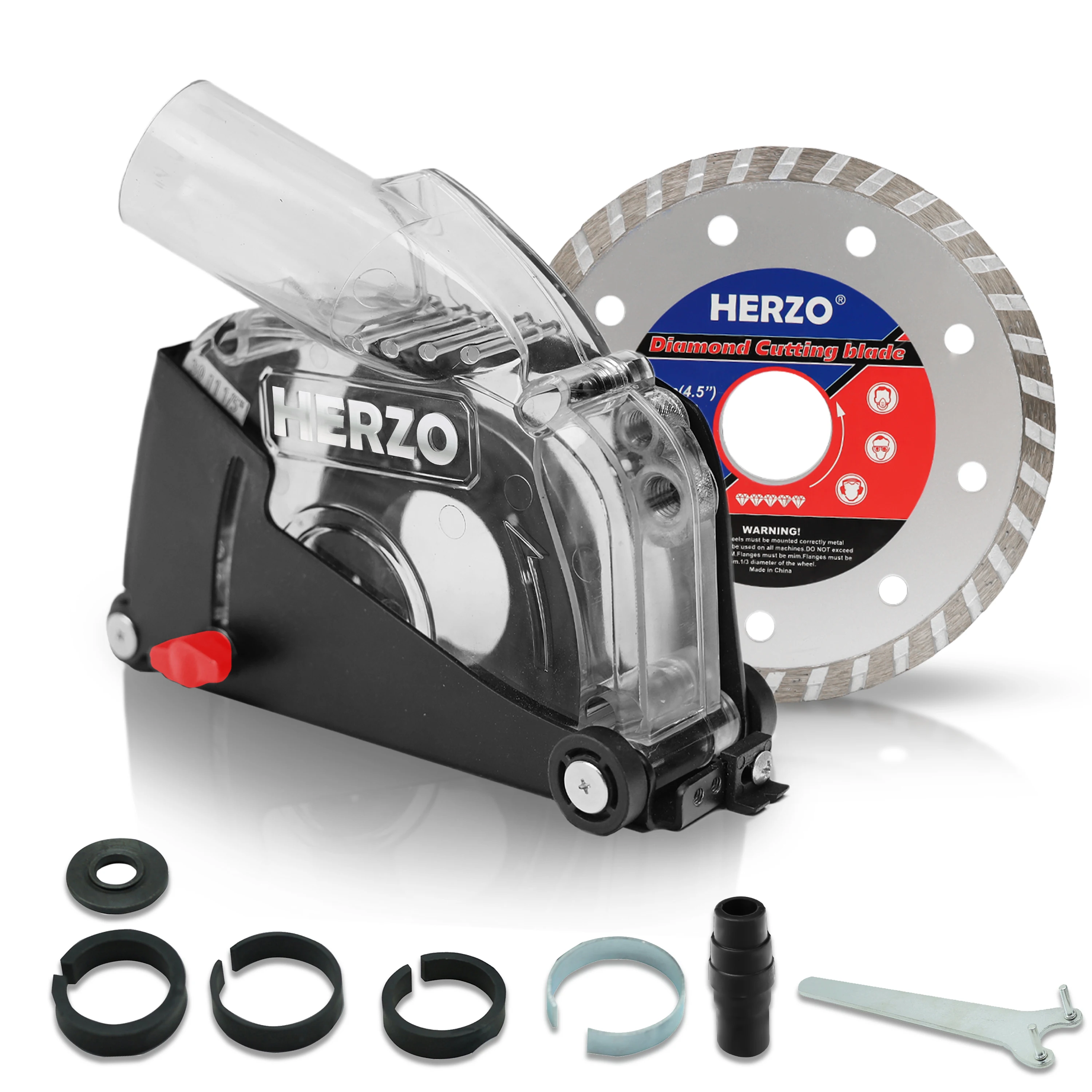 מערכת הגנה שקופה HERZO 125 לחיתוך, מתאימה למסור זוויתי בקוטר 125 מילימטר (כולל אביזרים)