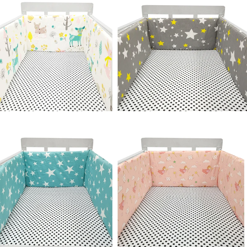 Crib Bumper One Piece Baby Cot Bumper Baby Head Protector Bed Protection Printed Cotton Bumpers 200*30 cm