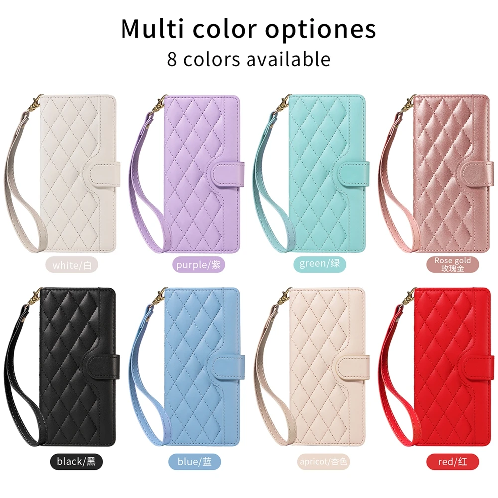 Elegant Leather Lanyard Wallet Magnetic Phone Flip Case & Purse Cover
