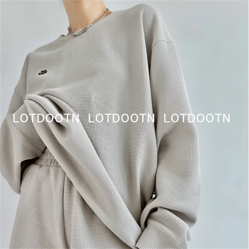 LOTDOOTN 여성용 캐주얼 슈트, 2 피스 반바지 및 상의 세트, 스트리트 트랙수트, 오버사이즈 스웻셔츠, 짧은 세트, 2 피스 캐주얼 의상