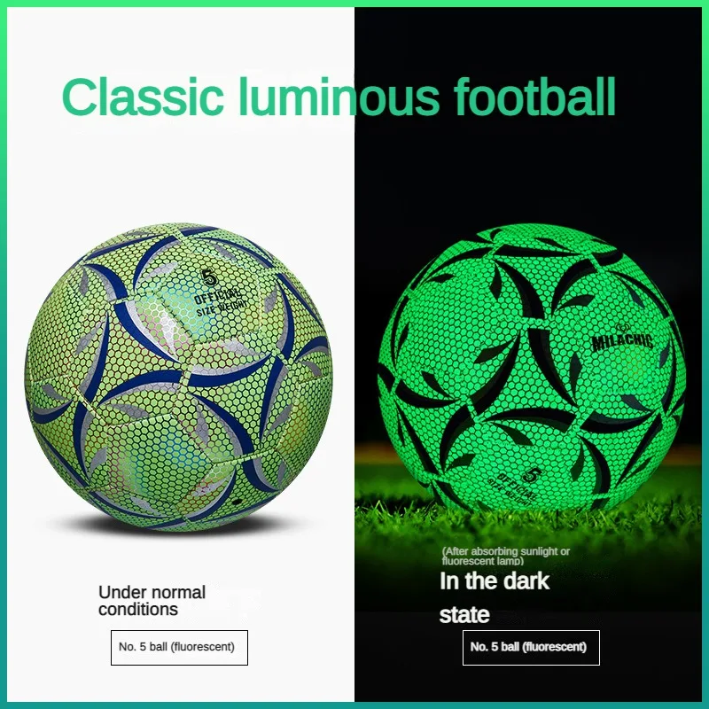 

Adult Fluorescent Reflective Cool Night Glow Soccer # 4 Children's Student Competition Training Durable PU Soccer Ball soccer