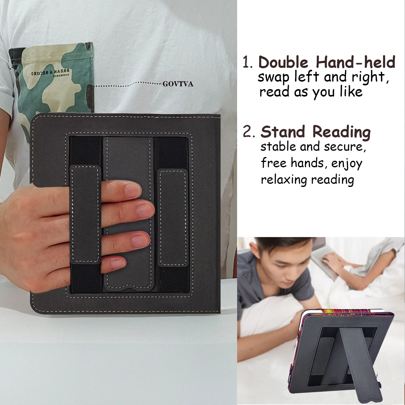 Suporte para Kobo Libra Liberação de 2023-capa de Couro Premium do Plutônio com Alça de Mão Dupla do Sono Automático Wake para Kobo Libra 2 - Imagem 4