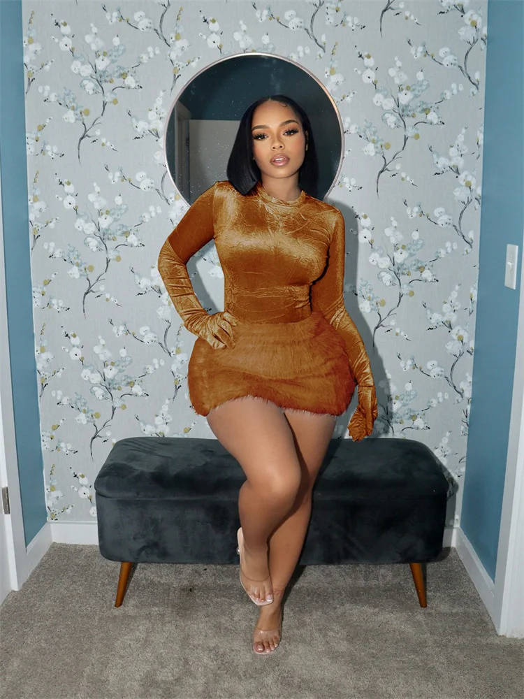 Wmstar Dress Sets Women Wholesale Sexy Short Skirt and Jumpsuit Bodycon Fall Winter Matching Suit Club Outfits Dropshopping