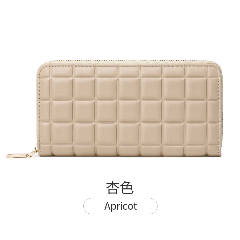 Elegant Quilted Women's Multi-Functional Wallet - Solid Color Long Design