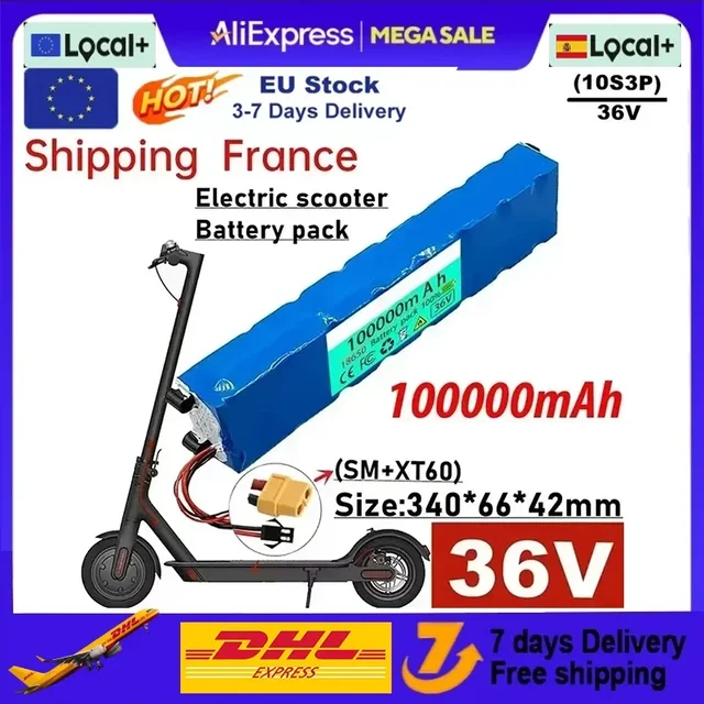 Pour batterie de remplacement Xiaomi M365 36V 100Ah 10S3P-paquet Li-ion 18650 avec BMS Compatible avec M365 Pro Scooter 500 + Cycle 1