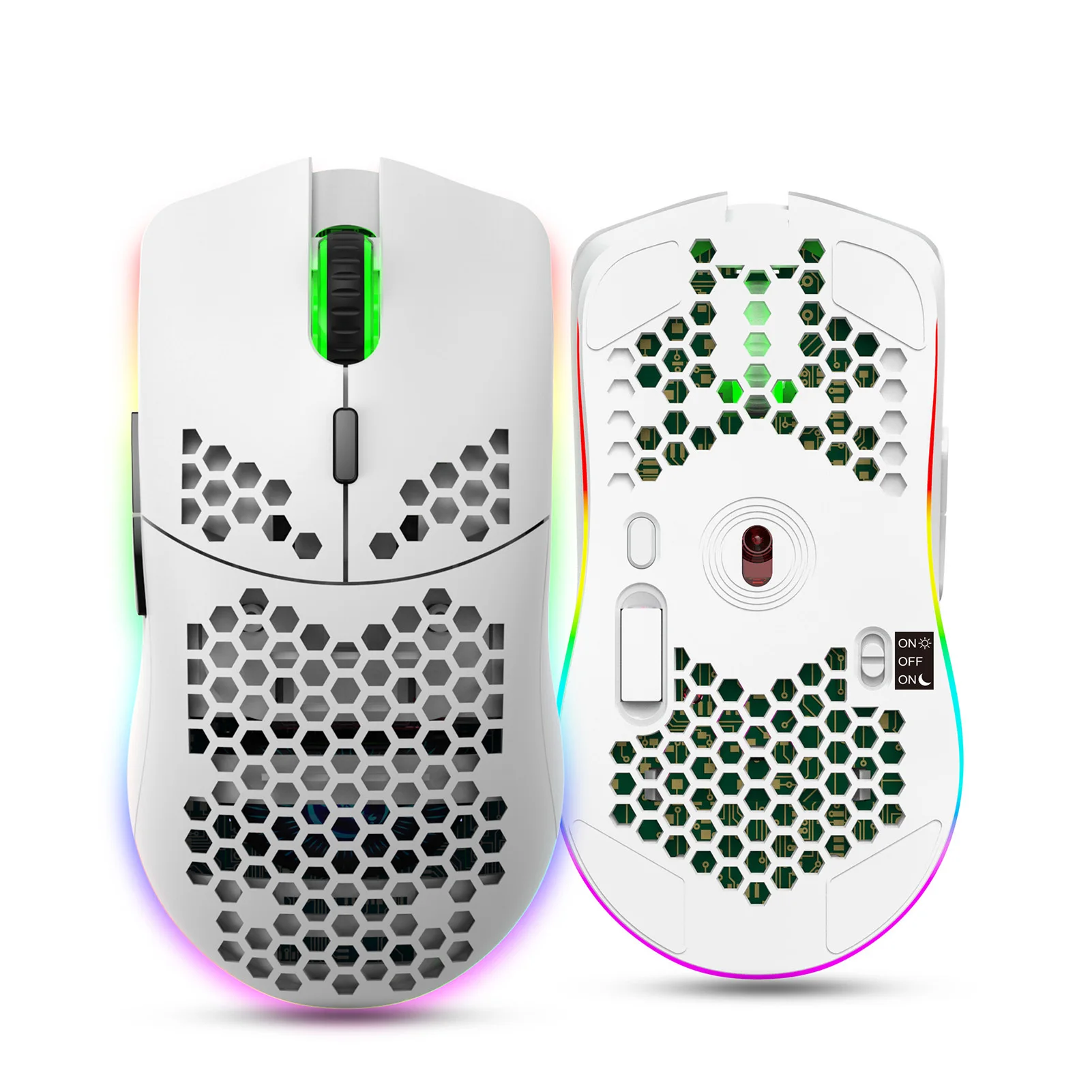 Gaming Mouse Wireless Mouse Wireless Gaming Mouse Ergonomic Mouse HXSJ T66 RGB 2.4G Wireless Gaming Mouse RGB Lighting Charging Mouse with Adjustable DPI Ergonomic Design for Desktop Laptop