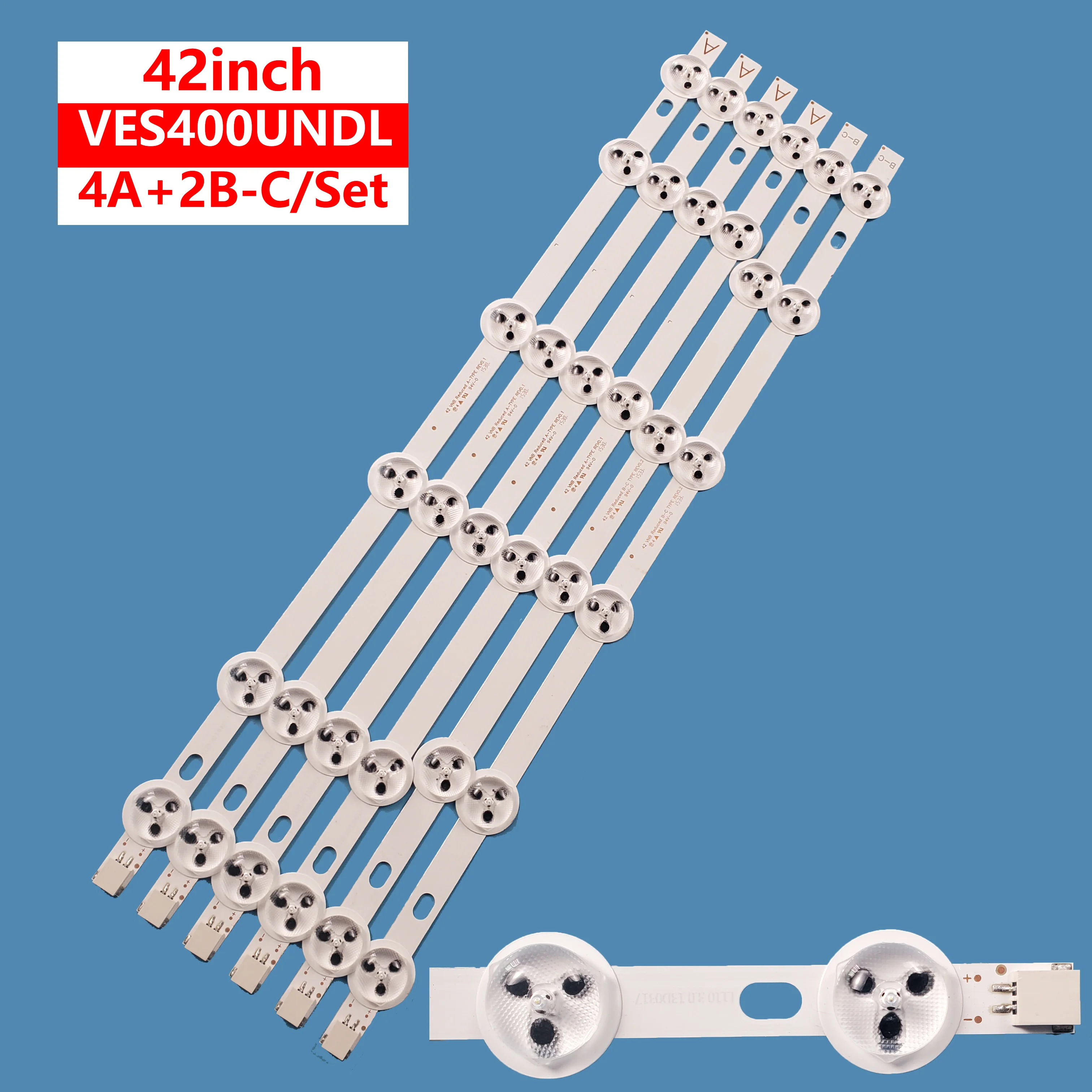 6pcs/set TV Backlight Strips Lights 42 VNB Reduced A/B-C-TYPEREV0.1 0.2 For VES400UNDL-3D-N02 LED bar backlight