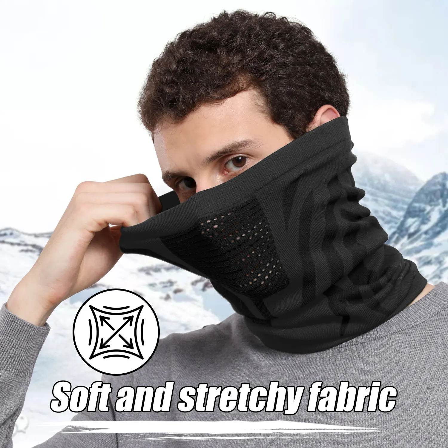 Winter Breathable Thermal Knitted Scarf Face Cover Neck Warmer Windproof Bicycle Cycling Ski Tube Scarf Hiking Masks