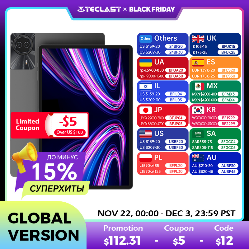  【New】Teclast T50 Plus Android 14 Tablet 11" 2K 90Hz High Refresh 6GB +256GB UNISOC T620 8000mAh Battery 8MP+13MP Camera 4G Tab 