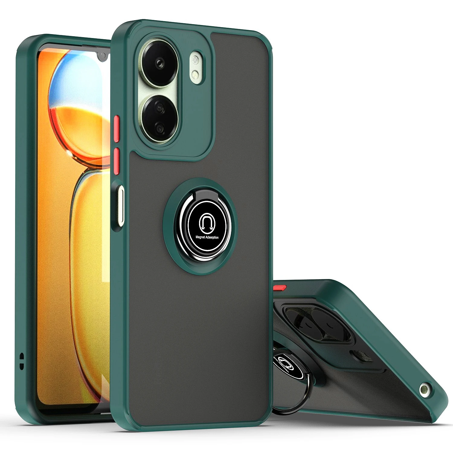 Armor Matte Case with Ring Magnetic Holder Stand - Robust Protection and Stylish Design