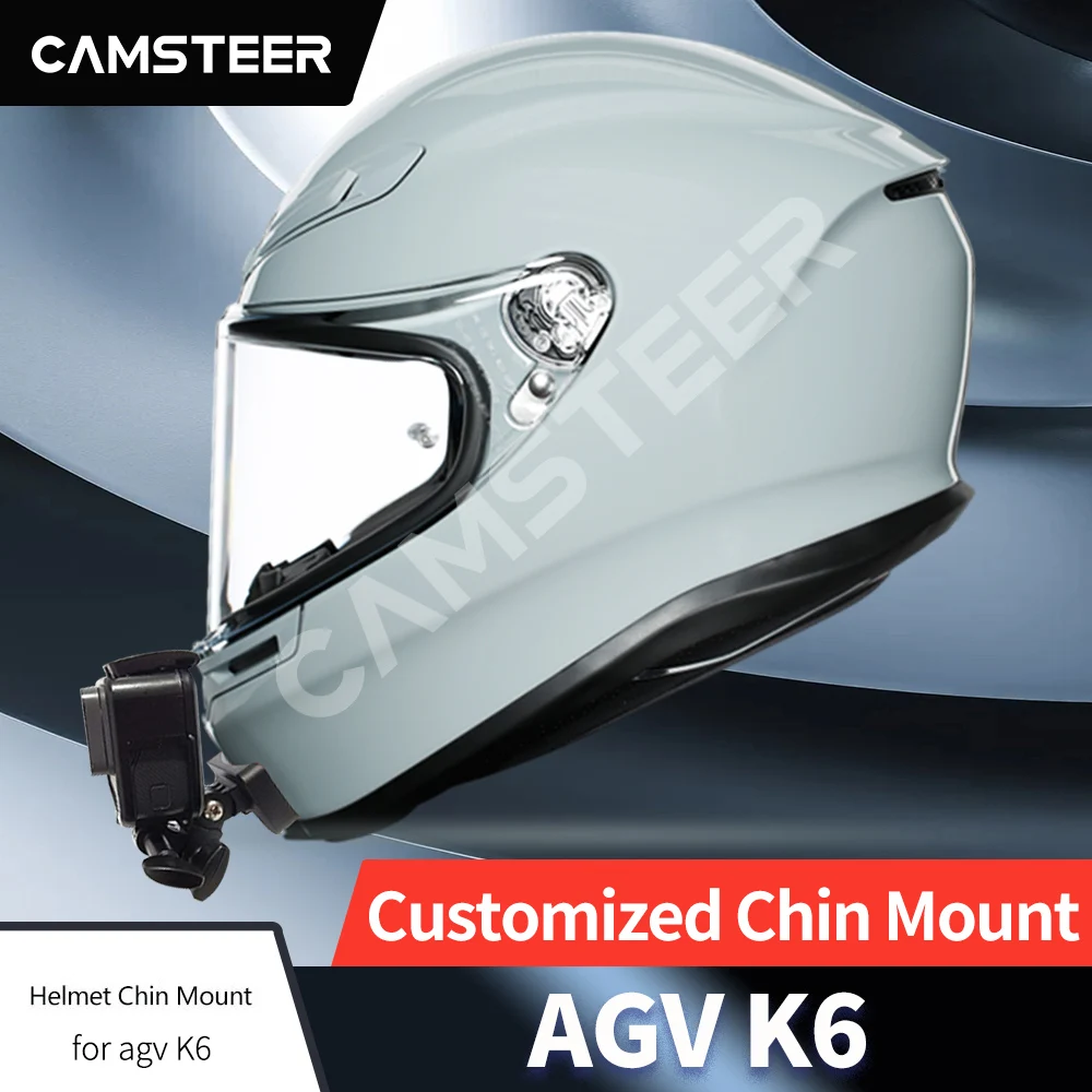 Camsteer Customized Aluminium AGV K6 Helmet Chin Mount for GoPro Max Hero 12 11 10 9 Insta360 X3 X2 DJI AKASO Camera Accessories