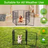 Garden Fencing 48in High, 12 Panels Total 26.6Ft(L) Dog Fence Outdoor for Yard, Gate 21 in Wide with Low Sills. Black Metal Fenc 4