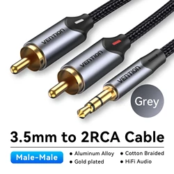 Premium Vention RCA Audio Splitter Cable for Smartphones and Home Theaters (Alloy Shell - Cotton)