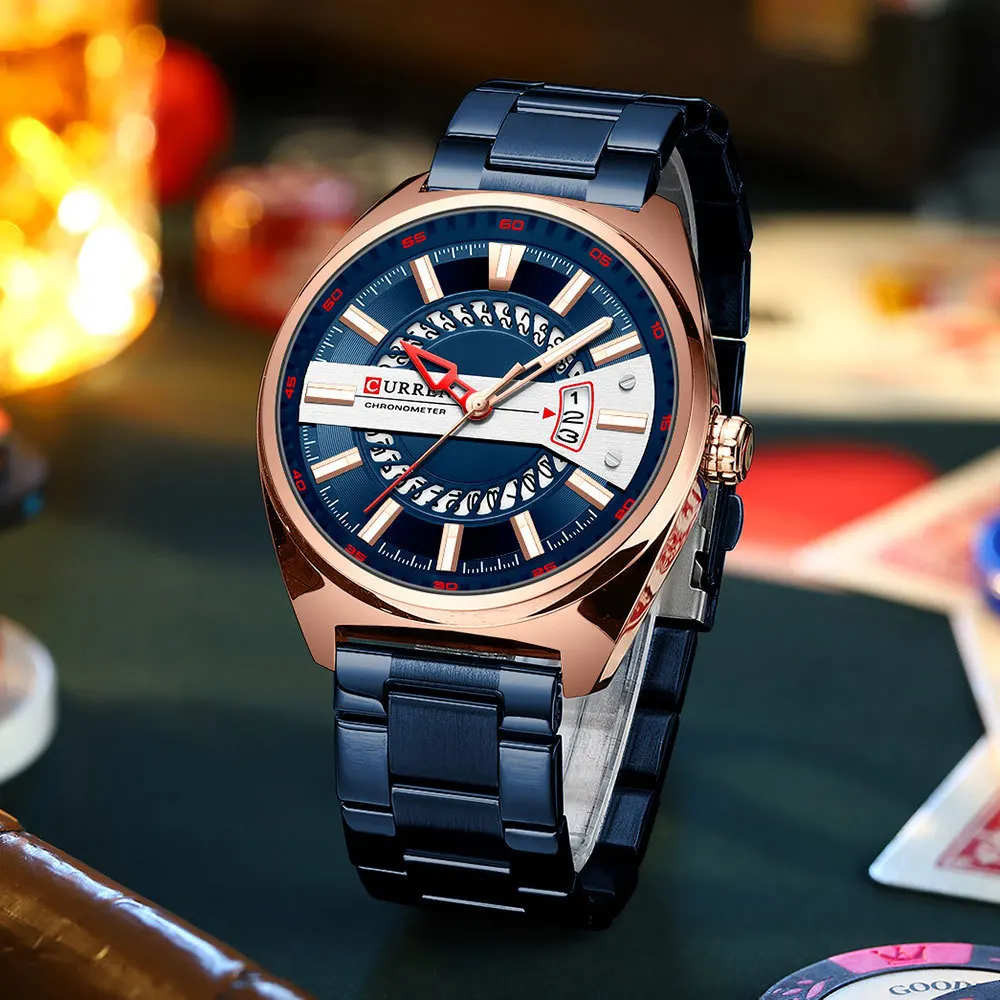 

New Business Watch for Men Luxury Stainless Steel Band Luminous Calendar Waterproof Quartz Wristwatches Male Clock Dropshipping