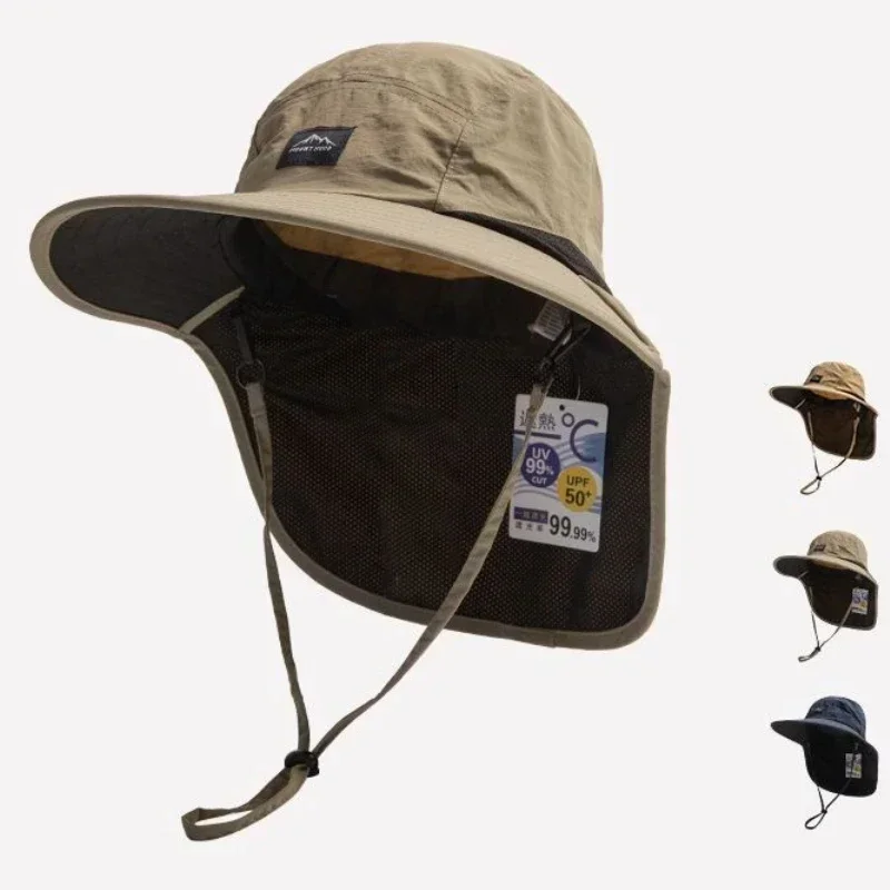Unisex Summer Wide Brim Waterproof and Quick drying Panama Caps Outdoor Visor Bucket Hats Mesh Breathable Sun Hat with Neck Flap sun hats