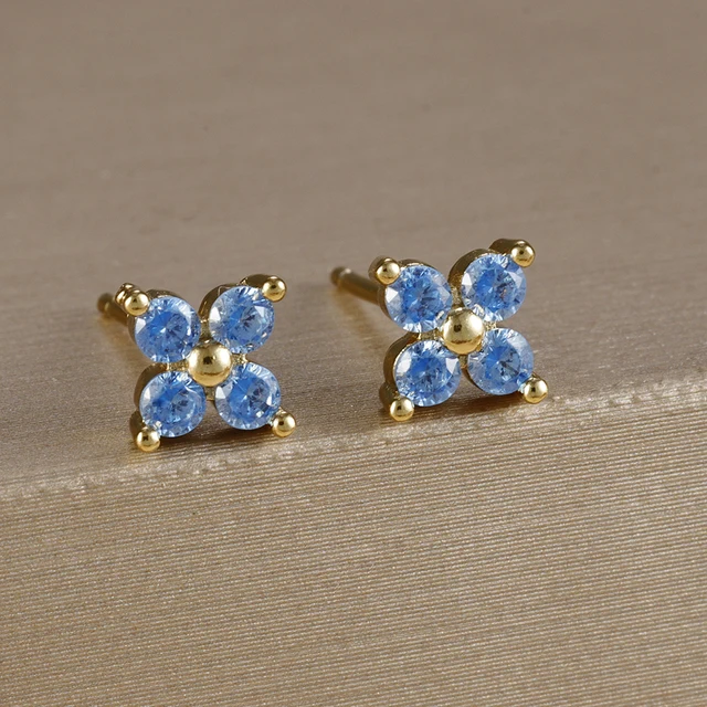 Boucles d'oreilles carrées suspendues en acier inoxydable, 2 pièces, pierre d'anniversaire de décembre, chaîne en zircone cubique, fleur, bijoux de perçage
