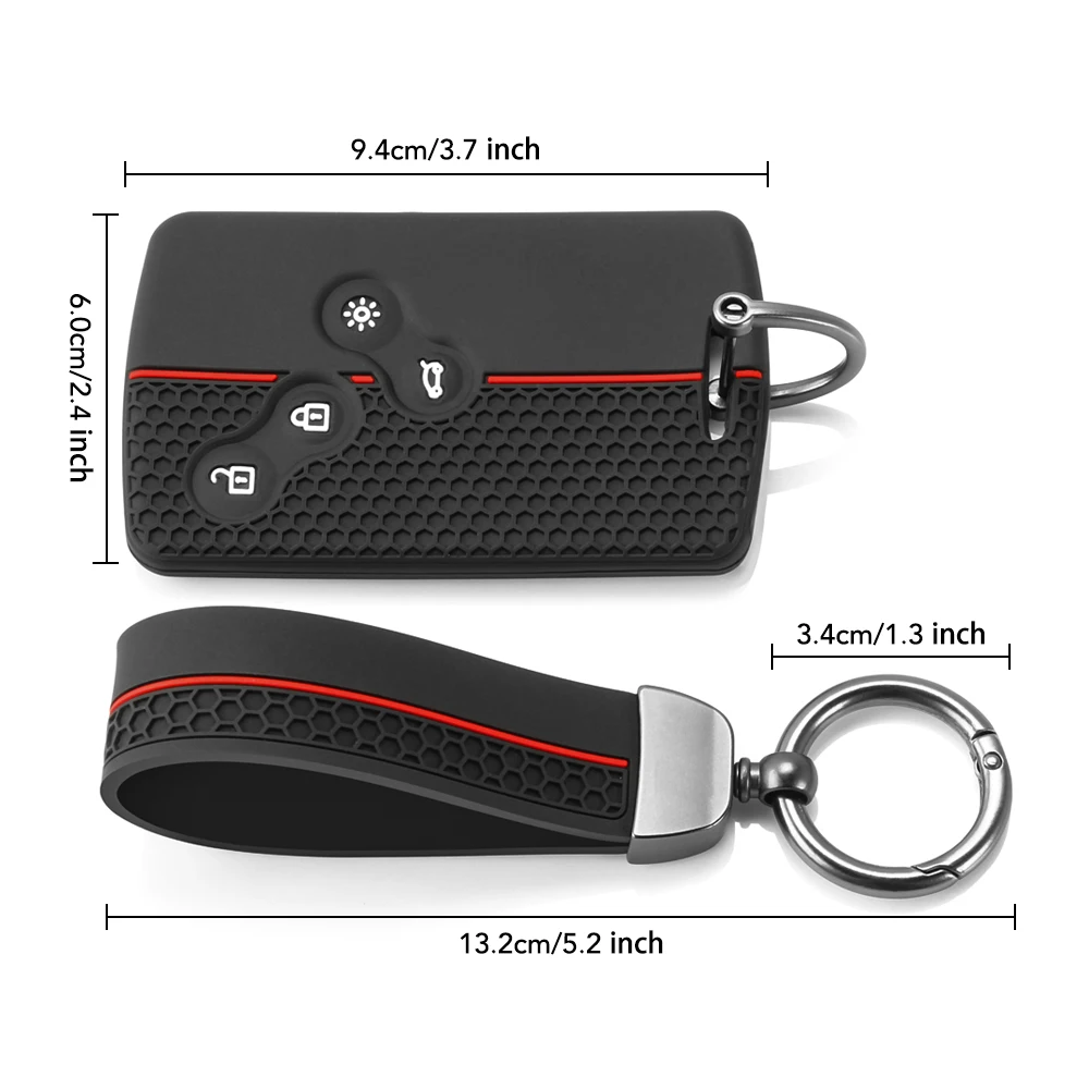 Premium Silicone Car Key Case with Key Chain - Protective Card Holder