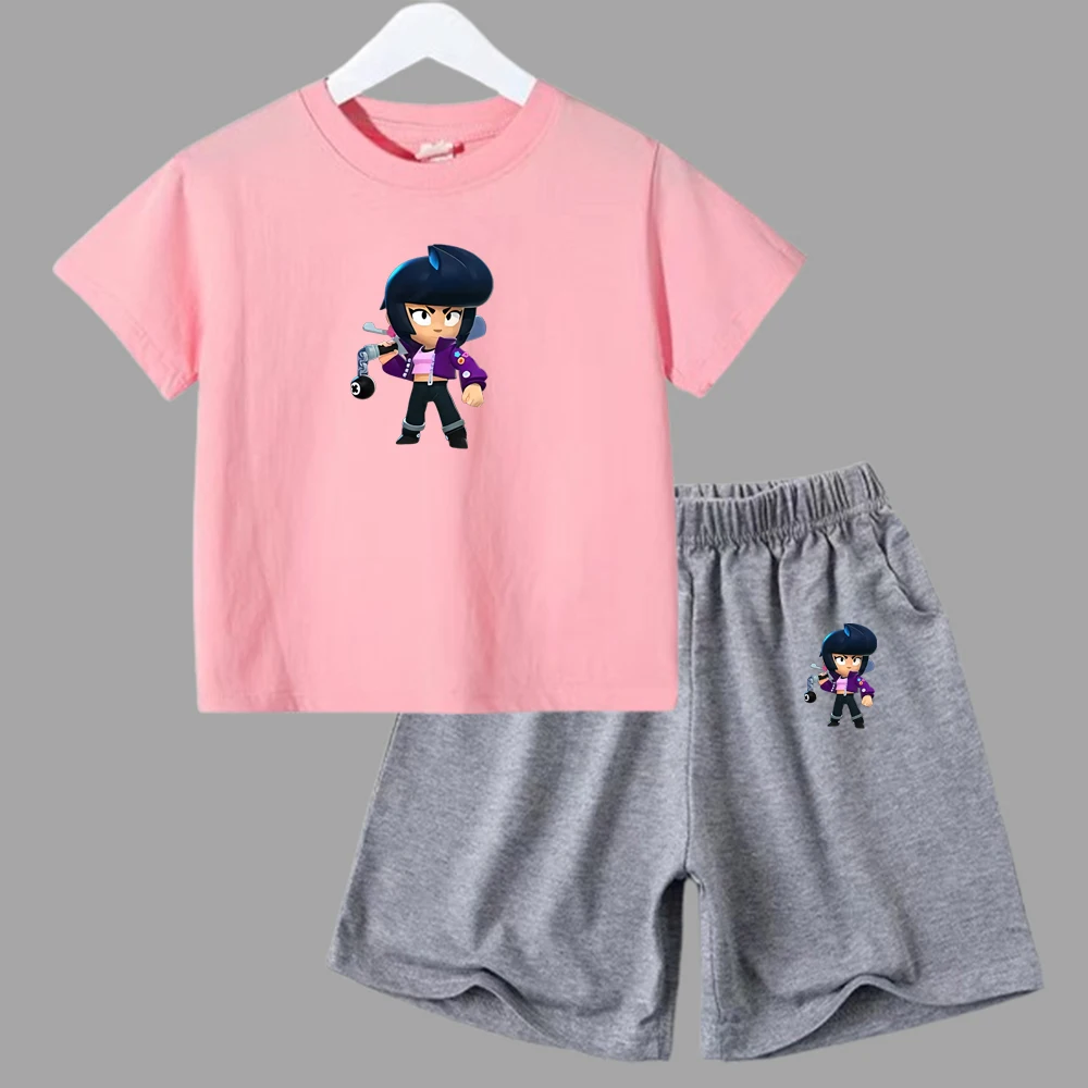 thumbnail image 1 of Conjuntos deportivos de verano para niños, camisetas de manga corta y pantalones de lucha de anime, conjuntos para niños y niñas de 3 a 13 años, 1 of 5