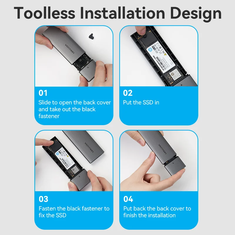 Vention M.2 NVMe SSD Enclosure NVMe SATA to USB 3.1 Gen2 C 10Gbps SSD Adapter Support Phone Tablet PC USAP M2 Case