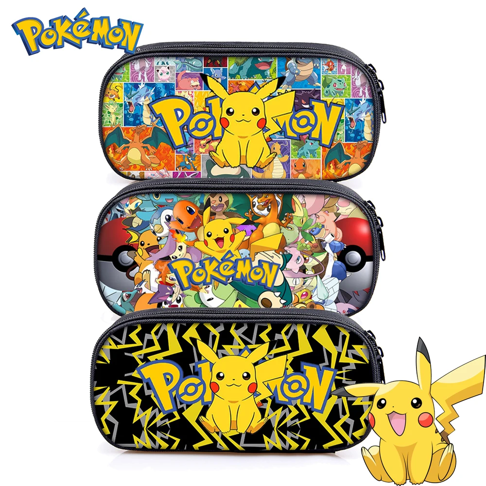 

Pokemon Pencill Case Anime Pikachu Stationery Box Student Boy and Girl Black Pen Bag Pencil Bag School Supplies Children's Gifts