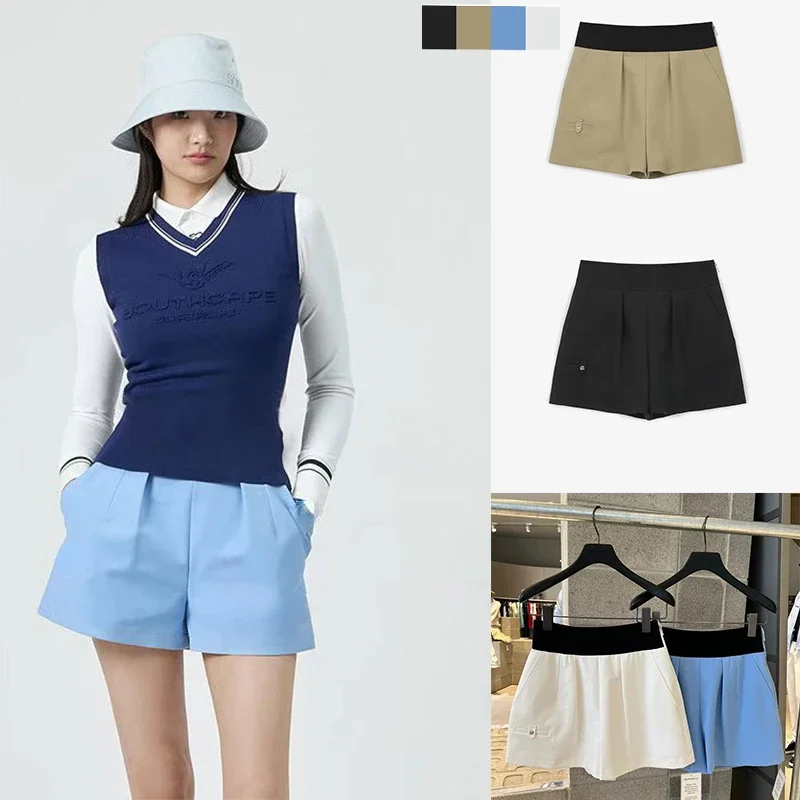 

Women's Summer Golf 23 New Original Leisure Sports Solid Elastic Belt Clothing Shorts Apparel