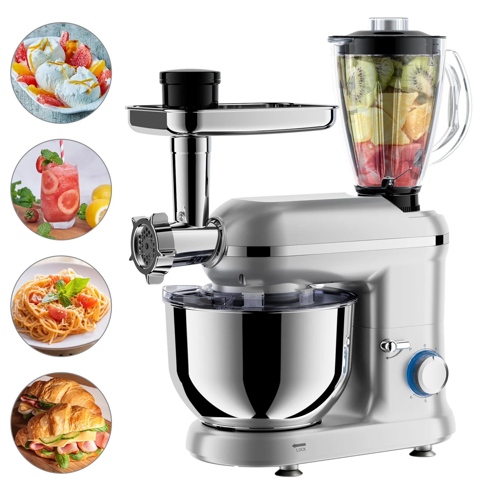 5in1 Multifunction 5.5L Electric beater bakery amasadoras LCD display food mixing stand dough mixer for kitchen househould 2