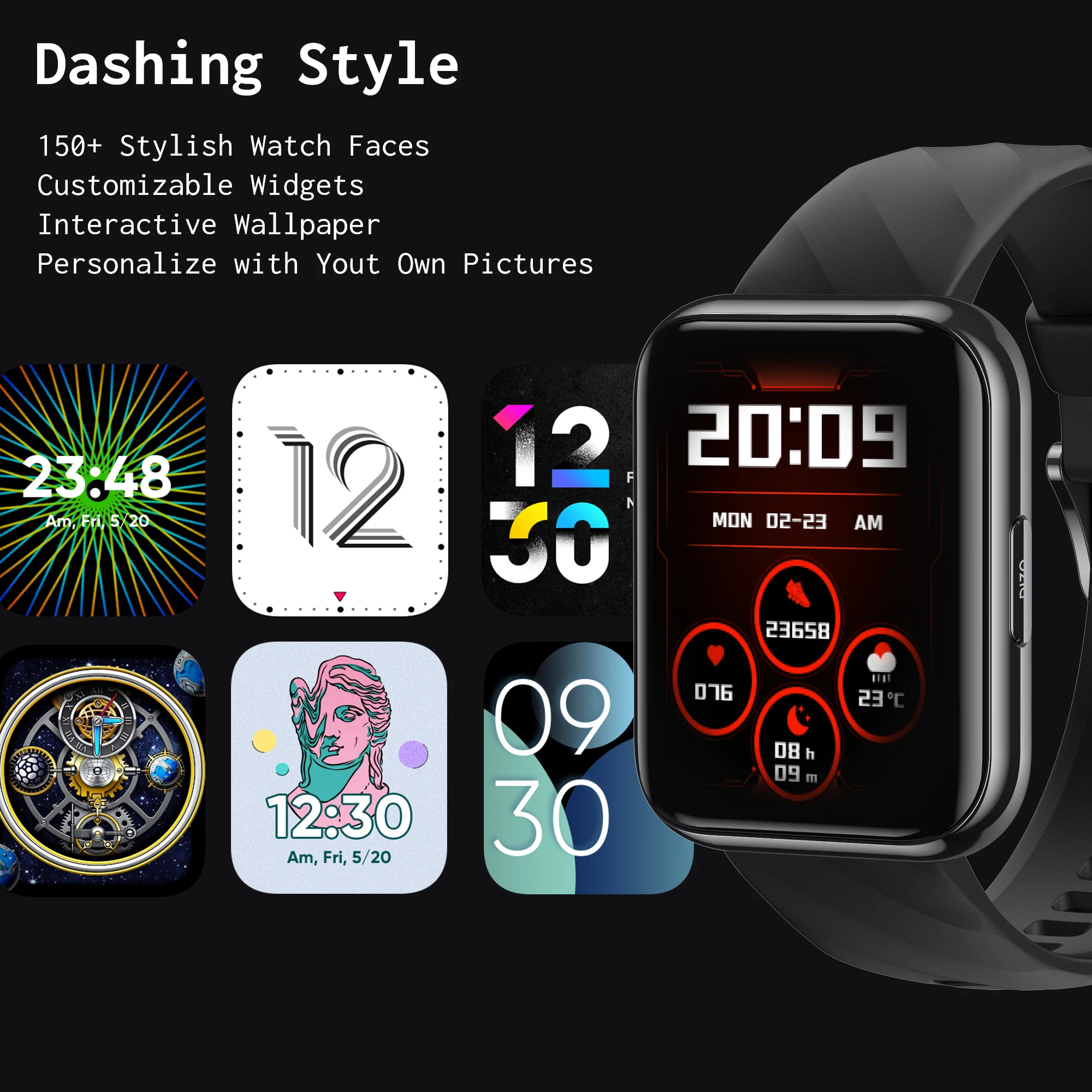 DIZO Watch D Ʈ ġ, 1.8 ġ Ǯ ġ ũ, 14  ͸ , 5ATM   Ʈ ġ, 