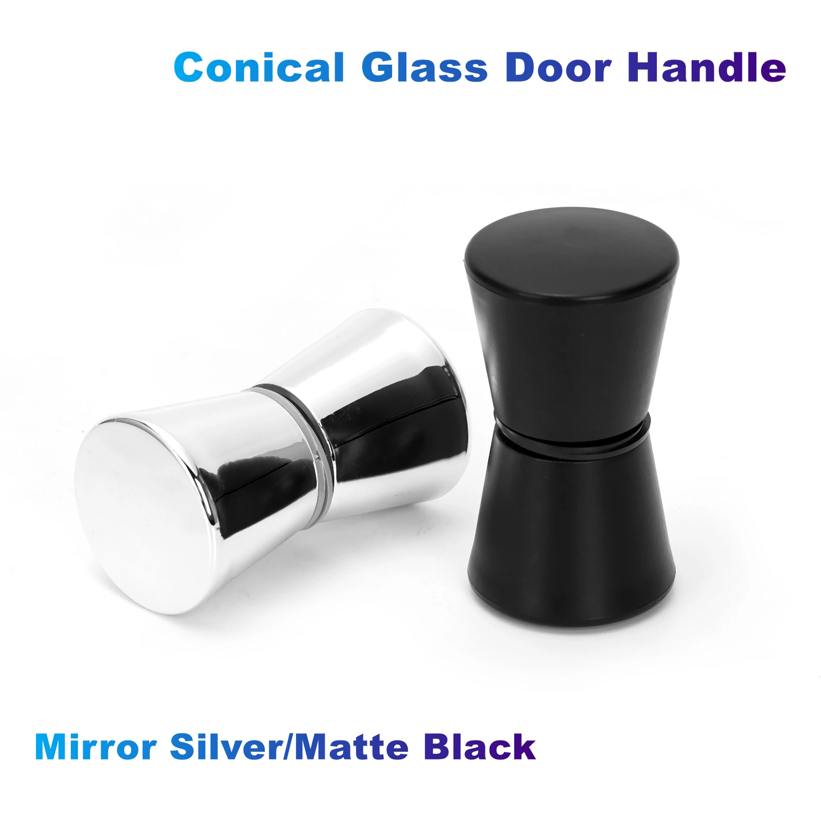Espelho de Vidro Cônico do Punho da Porta Prata Preto Fosco Abs Plástico para a Porta do Banheiro Escritório Plexiglass Porta Deslizante Sala de Vapor