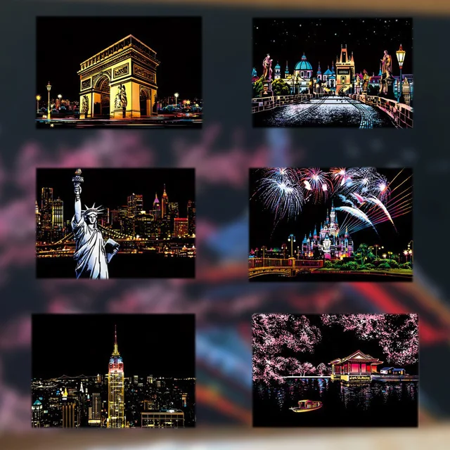 DIY Night Scene Painting Scratch Attractions Series For Child Adult Decompression 4