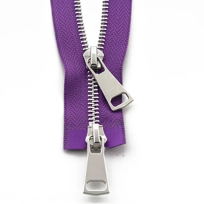 Premium Metal Double-Slider Open-End Zippers for Jackets - Auto Lock Closure, Multiple Lengths Available