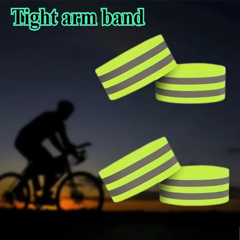 2/4pcRunning Reflective Arm Band for Wrist Ankle Leg Safety Reflector Tape Night Walking Cycling Led Bracelet Strap High Visibil