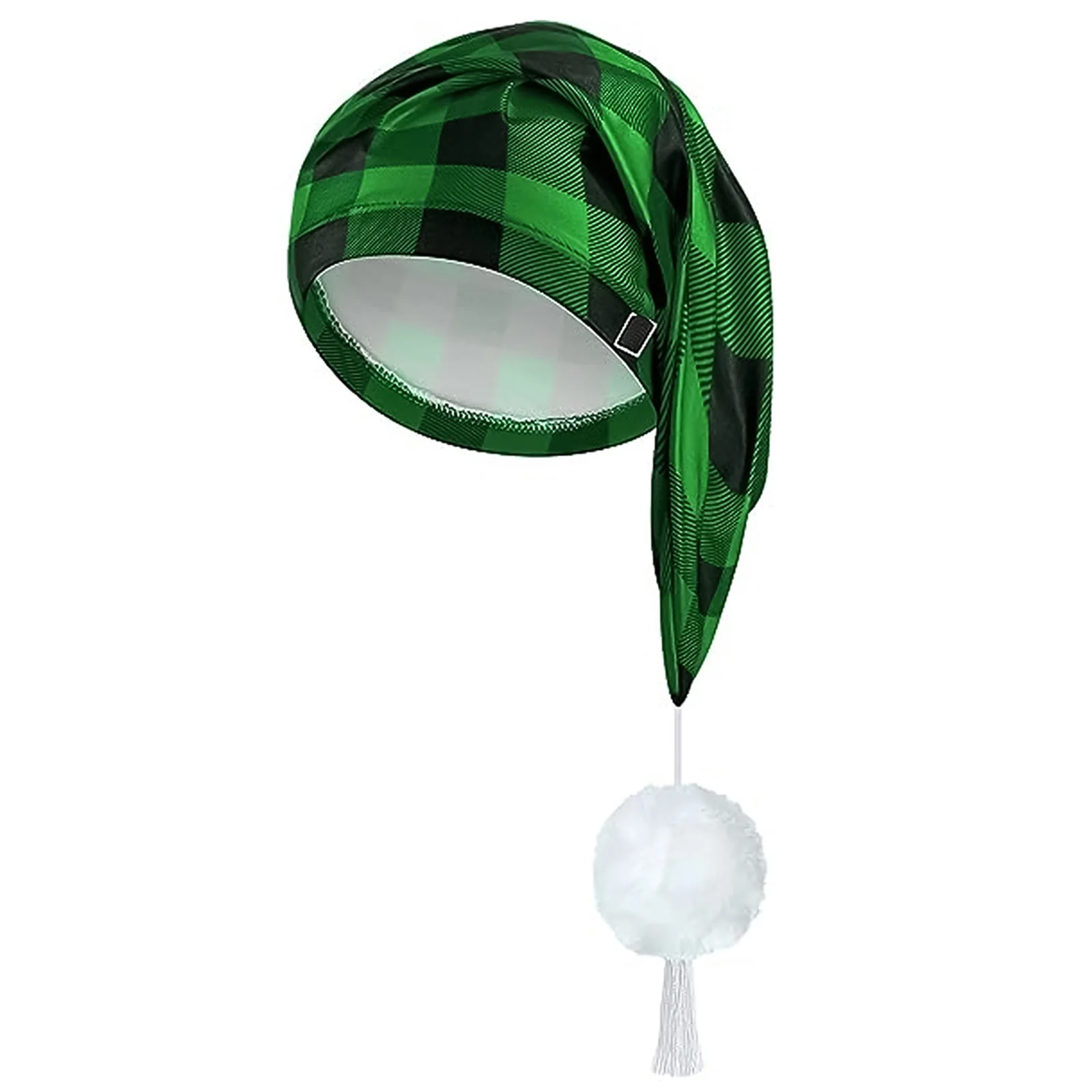 Mens adjustable plaid sleeping night stocking cap hat with pom ball unisex Halloween Christmas elf dwarf hat for party carnivals